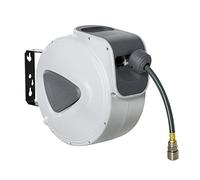 DURHAND Carrete de Manguera de Aire Comprimido Automático de 10 m Conector de 1/4'' BSP con Soporte para Pared Giratorio 180° Diámetro Interno 8x12 mm Gris