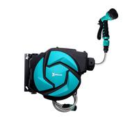 DURHAND Carrete para Manguera Retráctil 10m con Cabezal Multifuncional Sistema de Enrollado Automático 29,5x16,5x33 cm Aosom España