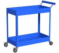 DURHAND Carrito de taller servante de 2 niveles, asa lateral y ruedas con freno, 84,5x38x84 cm, azul Aosom España