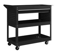 DURHAND Carro 3 Niveles en Acero con Cajón, Panel Lateral para Herramientas y Mango, Negro Aosom España