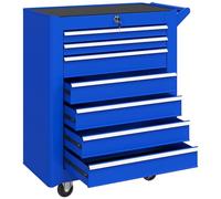 DURHAND Carro de Herramientas con 7 Cajones, Carro de Taller con Cerradura, Asa, 2 Ruedas con Freno de Bloqueo, para Garaje, Hogar, Azul