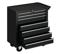 Durhand carro de herramientas con 7 cajones, carro de taller con cerradura, asa, 2 ruedas con freno de bloqueo, para garaje, hogar, negro