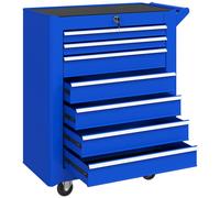 DURHAND Carro de Herramientas con 7 Cajones Cerradura Asa 2 Ruedas con Freno de Bloqueo para Garaje Hogar Azul