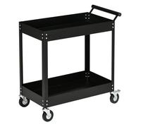 DURHAND Carro de Herramientas con Ruedas Carro de Taller de Acero con 2 Estantes de Almacenamiento y Asa Lateral para Garaje Mecánico Hogar Carga 150 kg 84,5x38x84 cm Negro