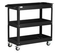 DURHAND Carro de Herramientas con Ruedas 3 Estantes Asa Lateral para Garaje Mecánico Hogar 78,8x35,3x72 cm Negro Aosom España