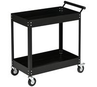 DURHAND Carro de Herramientas con Ruedas Carro de Taller de Acero con 2 Estantes de Almacenamiento y Asa Lateral para Garaje Mecánico Hogar Carga 150 kg 84,5x38x84 cm Negro