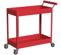 DURHAND Carro de taller servante de taller de 2 niveles, asa lateral y ruedas bloqueables, 84,5x38x84cm, rojo Aosom España