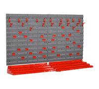 DURHAND Estantería de Pared con Sistema de Almacenamiento 95,5x23x53,5 cm Soporte con 54 Piezas 50 Ganchos para Taller Rojo y Gris Aosom España