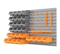 DURHAND Estantería de Pared para Herramientas 95,5x53,5 cm con 28 Cajas Apilables y Diferentes Ganchos Gris y Naranja Aosom España