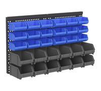 DURHAND Estantería de Pared para Herramientas de 33 Piezas 63x18x37,5 cm con 30 Cajas Desmontable y 2 Paneles Azul y Gris Aosom España