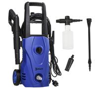 DURHAND Hidrolimpiadora 1600W Caudal 432 L/h Bomba de Aluminio Presión de 135 Bar Manguera 6m Incluye Cepillo 32x24x65 cm Azul Aosom España