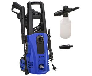 DURHAND Lavadora a presión potencia 150 bares máx, caudal 510 l/h máx, motor 1800W manguera 6m y cable 5m con ruedas azul