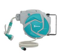 DURHAND Manguera Retráctil de Pared con Carrete de 10+1 m con Retorno Enrollado Automático y Boquilla de 7 Funciones Gira 180°