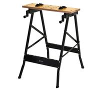 DURHAND Mesa de Trabajo Plegable Banco con Abrazadera 2 Manivelas Como Caballete de Sierra Carpintero Hierro MDF 60,5x62,5x78,5cm Aosom España