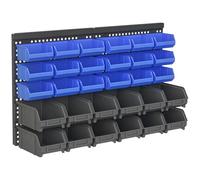 DURHAND Organizador de Herramientas de Pared de 33 Piezas 63x18x37,5 cm Estantería de Pared para Herramientas con 30 Cajas Desmontable y 2 Paneles Azul y Gris