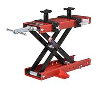 DURHAND Plataforma Elevadora para Motocicletas Carga Máxima 500 kg con Altura Ajustable de 19-53 cm Soporte de Moto para Aparcar o Reparar Taller Garaje Negro y Rojo