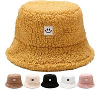 DURINM Sombrero del Pescador de Felpa Piel Sintética Encantador Gorro de Pescador Suave y Esponjoso Manténgase Abrigado en Invierno Sombrero de Pesca para Senderismo Camping (Amarillo)