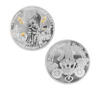 Durlo 2 monedas de amor para siempre, amor y felicidad, chapadas en plata, Polonia, regalo romántico de boda coleccionable para aniversario de bodas.