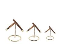 Durlo 3 soportes de exhibición de cristal dorado para piedras preciosas, fósiles y minerales.
