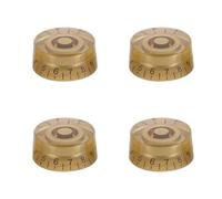 Durlo 4 perillas de velocidad métricas básicas para control de volumen y tono de guitarra eléctrica, doradas con números negros.