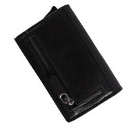 Durlo Cartera triple para hombre, con protección RFID antirrobo, tarjetero automático emergente con cierre magnético y compartimento para monedas con cremallera, color negro.