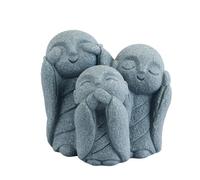 Durlo Conjunto de esculturas de los Tres Monjes Sabios: No ver el mal, No hablar del mal, Figuras de escucha, Adornos de jardín budista zen, Estatuas de monjes para decoración de interiores