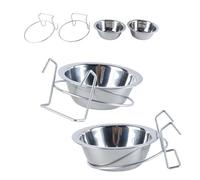 Durlo Cuenco colgante de acero inoxidable para mascotas, comedero y agua con ganchos para jaulas, gallinero, perro, gato, loro, conejo (13 cm, 2 unidades)