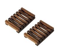 Durlo Jabonera ecológica de madera natural, 2 unidades, hecha a mano, para cocina y baño (marrón oscuro)