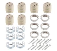Durlo Portalámparas G9 con soporte, casquillo halógeno cerámico roscado G9 con anillo para bombilla (paquete de 6)
