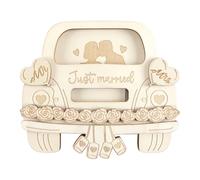 Durlo Regalo de dinero de madera hecho a mano, para novios con diseño de coche, hucha decorativa para bodas, aniversarios y matrimonios.