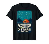 Durmiendo Bajo Billion Stars Camping Camper Diversión Camiseta