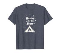 Durmiendo bajo Las Estrellas: Aventura de Camping Camiseta, Hombre, Azul Jaspeado, XL