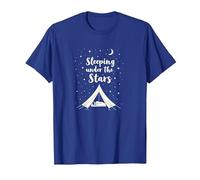 Durmiendo bajo Las Estrellas: Aventura de Camping Camiseta, Hombre, Azul Real, M