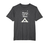 Durmiendo bajo Las Estrellas: Aventura de Camping Camiseta, Hombre Tallas Grandes, Jaspeado Oscuro, 5X Alto