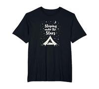 Durmiendo bajo Las Estrellas: Aventura de Camping Camiseta, Hombre Tallas Grandes, Negro, 2X Alto