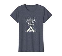 Durmiendo bajo Las Estrellas: Aventura de Camping Camiseta, Mujer, Azul Jaspeado, XL