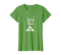 Durmiendo bajo Las Estrellas: Aventura de Camping Camiseta, Mujer, Hierba, M