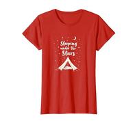 Durmiendo bajo Las Estrellas: Aventura de Camping Camiseta, Mujer, Rojo, XL