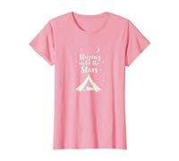Durmiendo bajo Las Estrellas: Aventura de Camping Camiseta, Mujer, Rosado, S