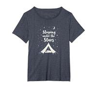 Durmiendo bajo Las Estrellas: Aventura de Camping Camiseta, Mujer Tallas Grandes, Azul Jaspeado, 3XL Grande