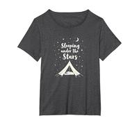 Durmiendo bajo Las Estrellas: Aventura de Camping Camiseta, Mujer Tallas Grandes, Jaspeado Oscuro, 4XL Grande