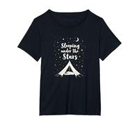 Durmiendo bajo Las Estrellas: Aventura de Camping Camiseta, Mujer Tallas Grandes, Negro, 2XL Grande