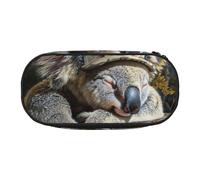 Durmiendo Koala Cap Print Ligereza Portalápices Portátil Espacioso Bolsa de Plumas Suministros Escolares Almacenamiento de, Black, Talla única, Organizador de bolsas