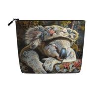 Durmiendo Koala Cap versátil bolsa de maquillaje de viaje con cremallera organizador de accesorios, Black, Talla única, Neceser