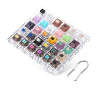 DUROCK Probador de interruptor de teclado, muestra de interruptores de 30 teclas con extractor de interruptores, Ice King Linear Shrimp Silent T1 Táctil POM Piano Black Lotus Sea Glass HE
