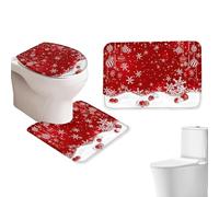 Duroecsain Alfombras de baño de Navidad - Funda para asiento de inodoro, alfombrilla de Navidad, alfombrilla antideslizante para casa, apartamento, hotel, albergue, casa de vacaciones, vacaciones de