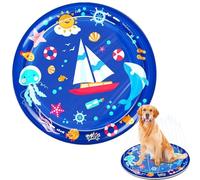 Duroecsain Alfombrilla de Agua para Gatos - Alfombra De Juego Acuático con Fuente para Mascotas - Tapete De Aspersión Antideslizante para Niños Pequeños, Perros Y Gatos para Exterior, Interior Y