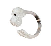 Duroecsain Anillos de perro para mujeres, anillo enrollado abierto con perrito - Joya artesanal para mujer regalo - Joven familia hija nieta abuela cumpleaños