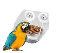 Duroecsain Bebedero para pájaros para Jaula, de Acero Inoxidable para periquitos, Transparente con Percha para pinzones, periquitos e inseparables