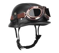 Duroecsain Casco de moto estilo alemán | medio casco con visera para moto | Seguridad para moto, casco parcial con protección para la cabeza para adultos